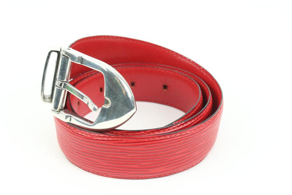 Louis Vuitton Red Epi Leather Ceinture 85 Gold Buckle Belt - Boca Pawn