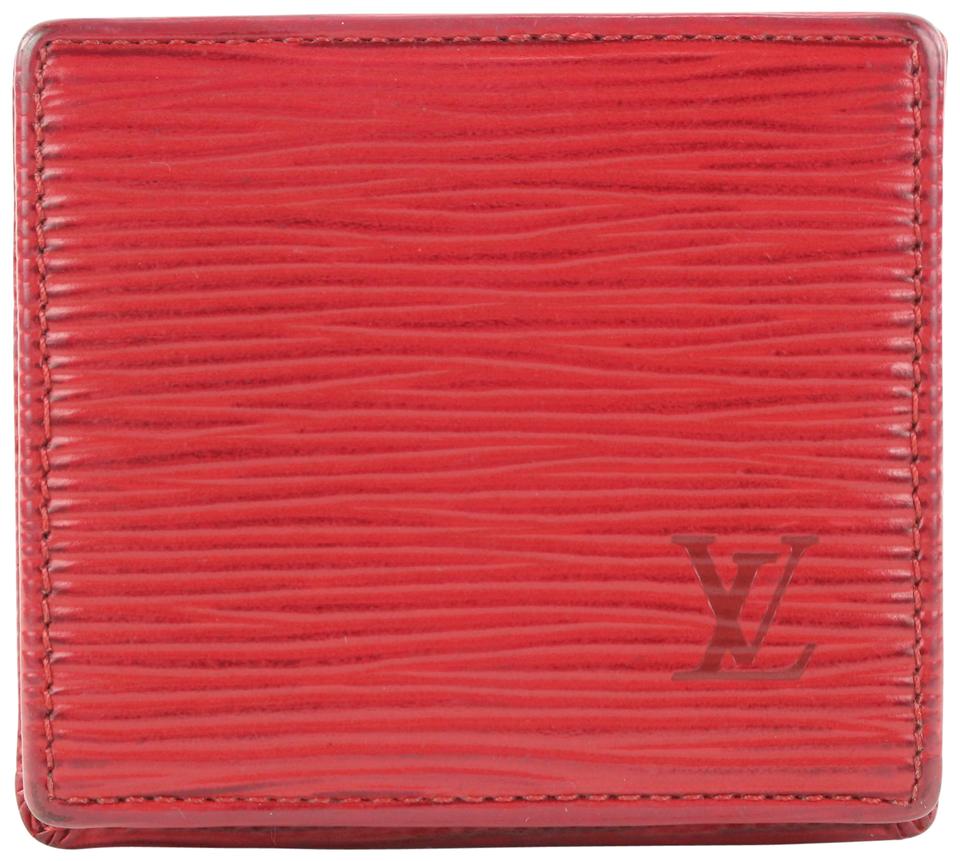 Louis Vuitton Red Epi Leather Collapsible Boite Coin Box 402lvs527 Louis Vuitton Red Epi Leather Collapsible Boite Coin Box 402lvs527