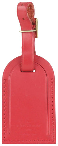 Louis Vuitton Red Leather Luggage Tag 108lv52