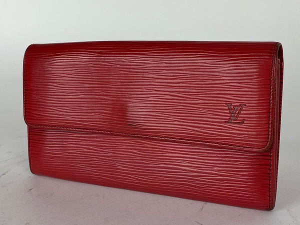 LOUIS VUITTON Louis Vuitton Portefeuille Sarah Bifold Wallet M60580 Epi  Leather Fuchsia Red Purple Long