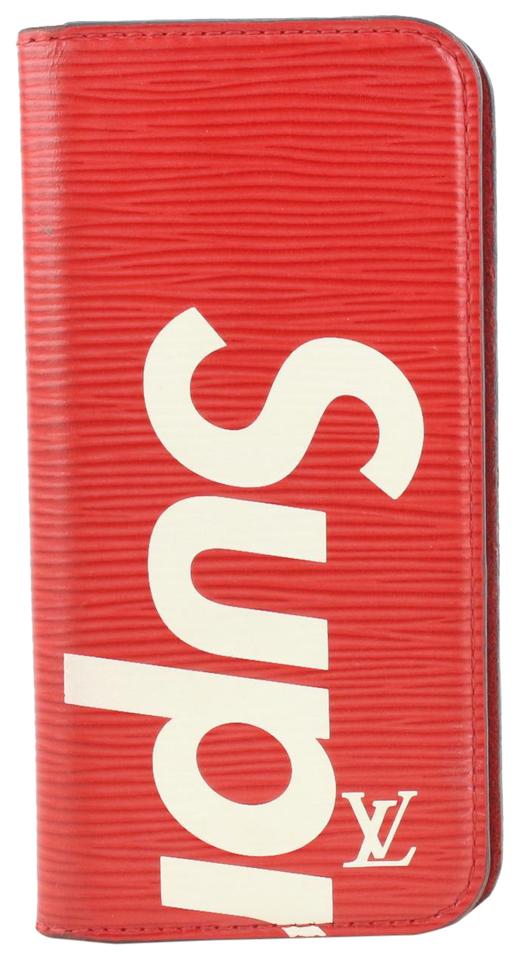 Louis Vuitton Supreme Red Epi Leather iPhone 7 Folio Case 1LV721 Louis Vuitton Supreme Red Epi Leather iPhone 7 Folio Case 1LV721