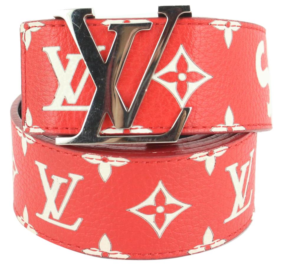 Louis Vuitton x Supreme Ultra Rare Red 100/40 Monogram Initiales Belt 118lv27 Louis Vuitton x Supreme Ultra Rare Red 100/40 Monogram Initiales Belt 118lv27