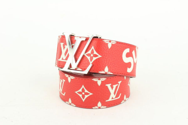 Leather belt Louis Vuitton x Supreme Red size 100 cm in Leather - 4348638