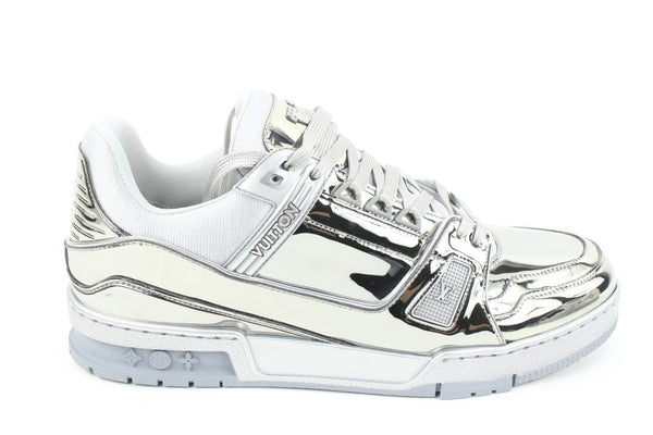 Louis Vuitton Mens 11 Virgil Abloh Tin Foil Silver Beige Tan Trainer Sneaker