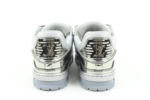 Louis Vuitton Mens 11 Virgil Abloh Tin Foil Silver Beige Tan Trainer Sneaker