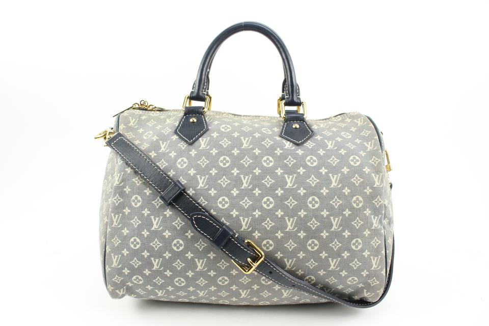 Louis Vuitton Navy Blue x Grey Encre Monogram Idylle Speedy Bandouliere 30 66lv218s Louis Vuitton Navy Blue x Grey Encre Monogram Idylle Speedy Bandouliere 30 66lv218s