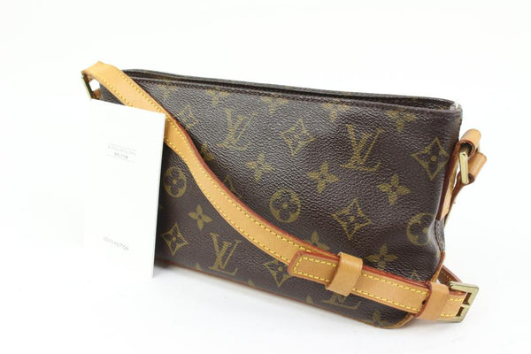 Louis Vuitton Womens Trotteur Monogram Coated Canvas Crossbody Handbag Brown
