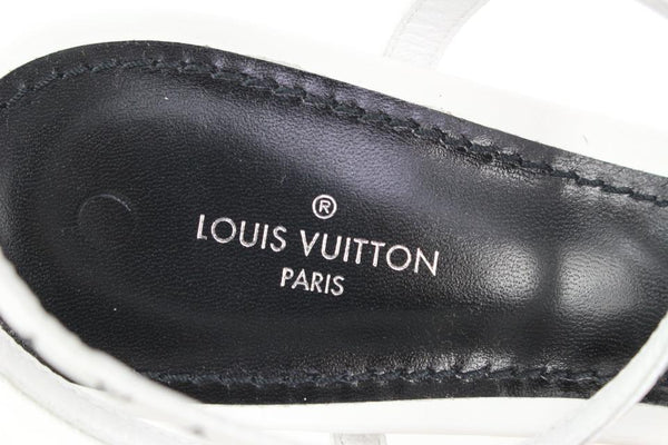 Louis Vuitton White & Silver Monogram Slides