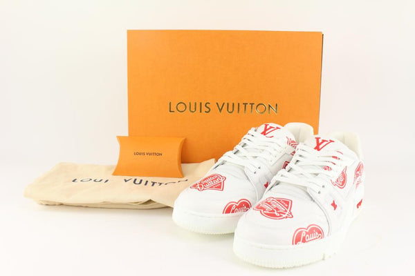Louis Vuitton Mens Virgil Abloh x Nigo LV Made Heart Trainer Black / Red EU 40.5 / UK 6.5