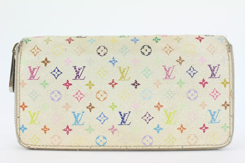 Louis Vuitton White Monogram Multicolor Zippy Wallet Zip Around 1lvs17