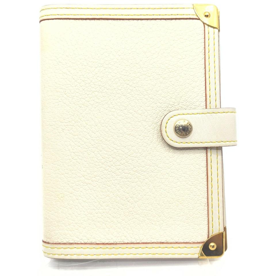 Louis Vuitton White Suhali Leather Small Ring Agenda PM Diary Cover 863193 Louis Vuitton White Suhali Leather Small Ring Agenda PM Diary Cover 863193