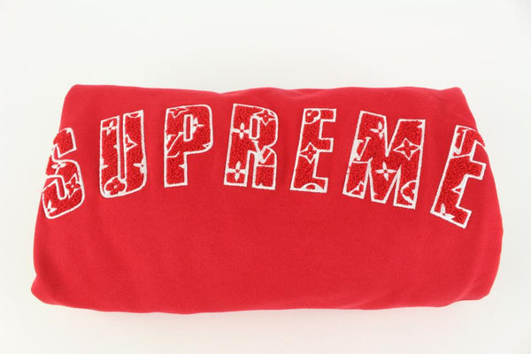 Suéter de cuello redondo con logo de arco monograma rojo XL de LV x Supreme  para hombre