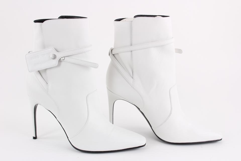 Off-White™ SZ 41 White Leather Zip Tie Pointed Toe Bootie 14off1221 Off-White™ SZ 41 White Leather Zip Tie Pointed Toe Bootie 14off1221