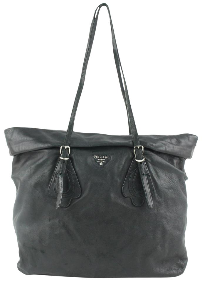 Prada Black Leather Shopper Tote Bag 14p19 Prada Black Leather Shopper Tote Bag 14p19