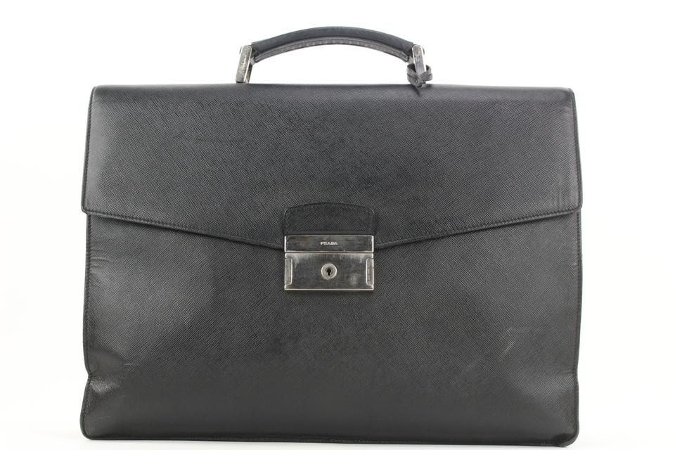 Prada Black Saffiano Briefcase Bag Attache 11pr114 Prada Black Saffiano Briefcase Bag Attache 11pr114