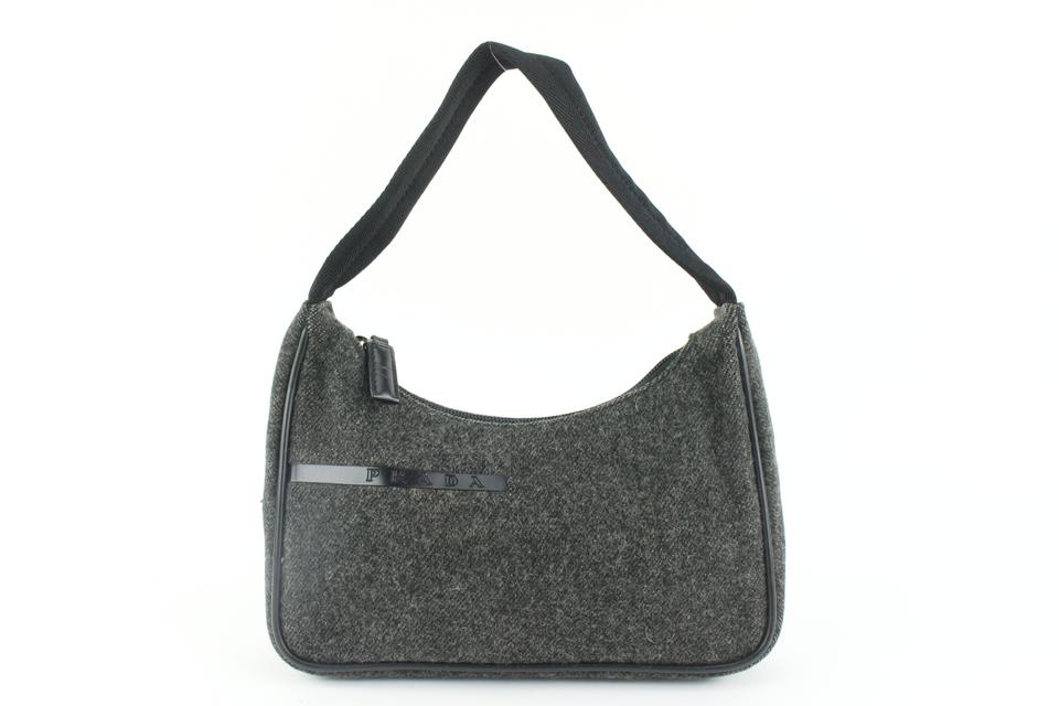 Prada Charcoal Grey Wool Mini Hobo Shoulder Bag 13p36 Prada Charcoal Grey Wool Mini Hobo Shoulder Bag 13p36