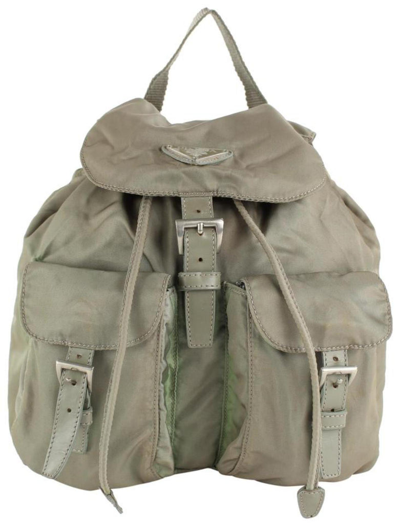 Prada Grey Tessuto Nylon Twin Pocket Backpack 1P826 Prada Grey Tessuto Nylon Twin Pocket Backpack 1P826