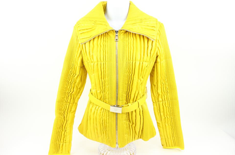 Prada Women's 34 US Yellow Quilted Blouson Jacket 121PR44 Prada Women's 34 US Yellow Quilted Blouson Jacket 121PR44