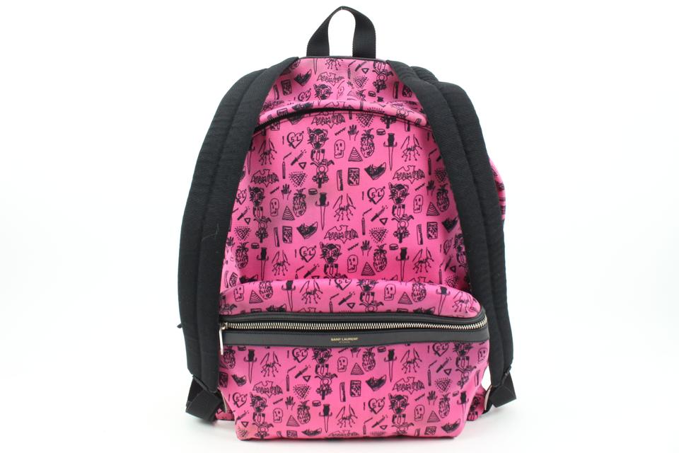 Saint Laurent Hot Pink Doodle Print City Backpack 54ys23s Saint Laurent Hot Pink Doodle Print City Backpack 54ys23s