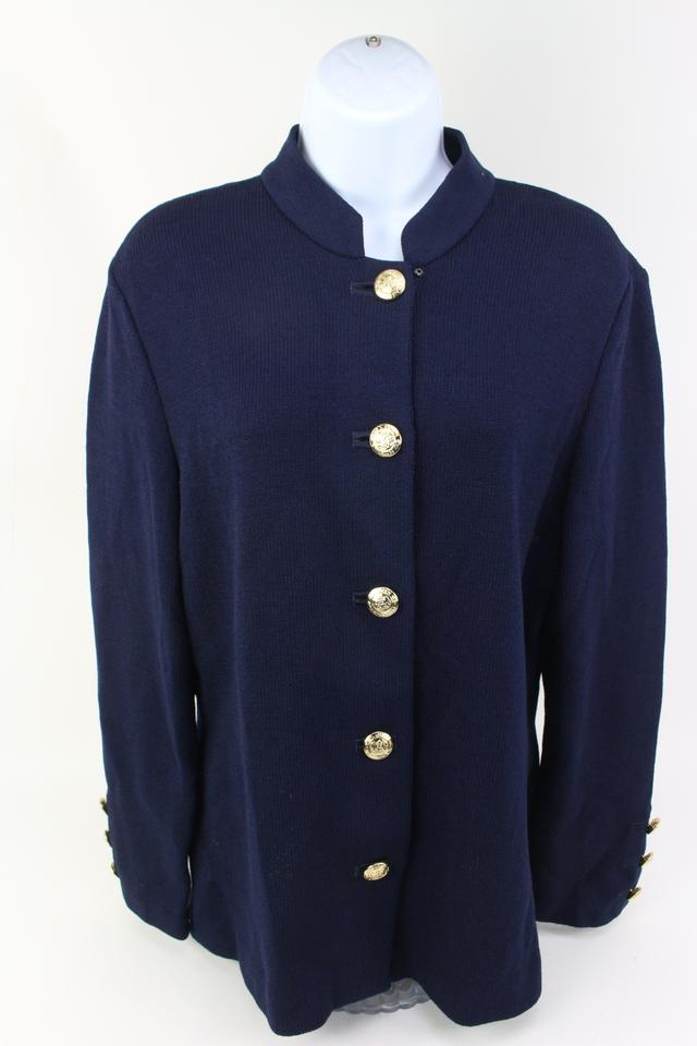 St. John Size 10 Navy Blue Cardigan s331st35 St. John Size 10 Navy Blue Cardigan s331st35