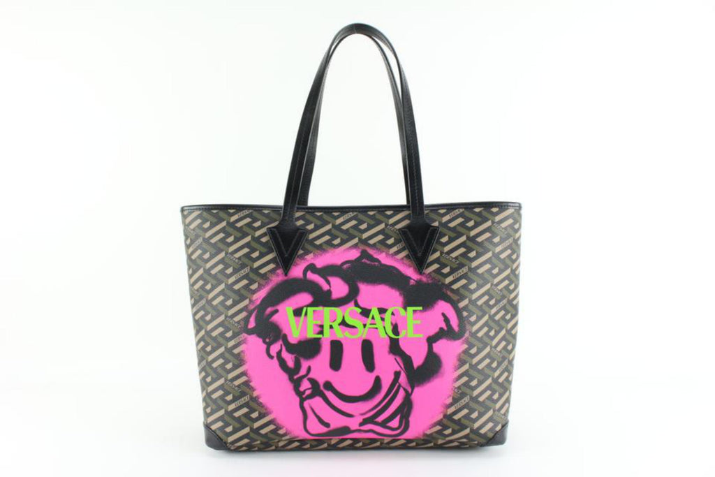 Versace Brown Greca Medusa Smiley Shopper Tote 42v811s Versace Brown Greca Medusa Smiley Shopper Tote 42v811s