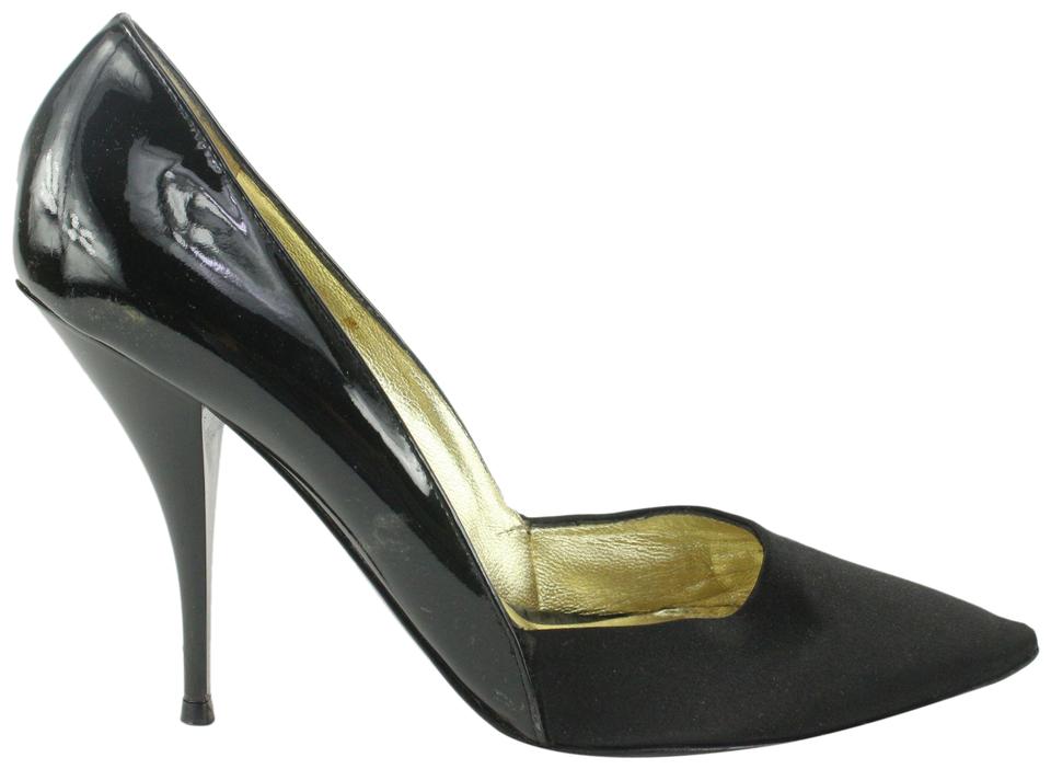 Vicini Size 39 Black Patent x Satin Pump Heels 2V1209 Vicini Size 39 Black Patent x Satin Pump Heels 2V1209