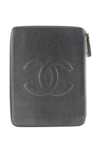 Chanel Black Caviar Organizer Zip Pouch O-Case Wallet 1C0501