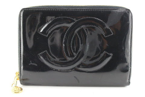 Chanel Black Patent Zip Case Pouch 1CC523K