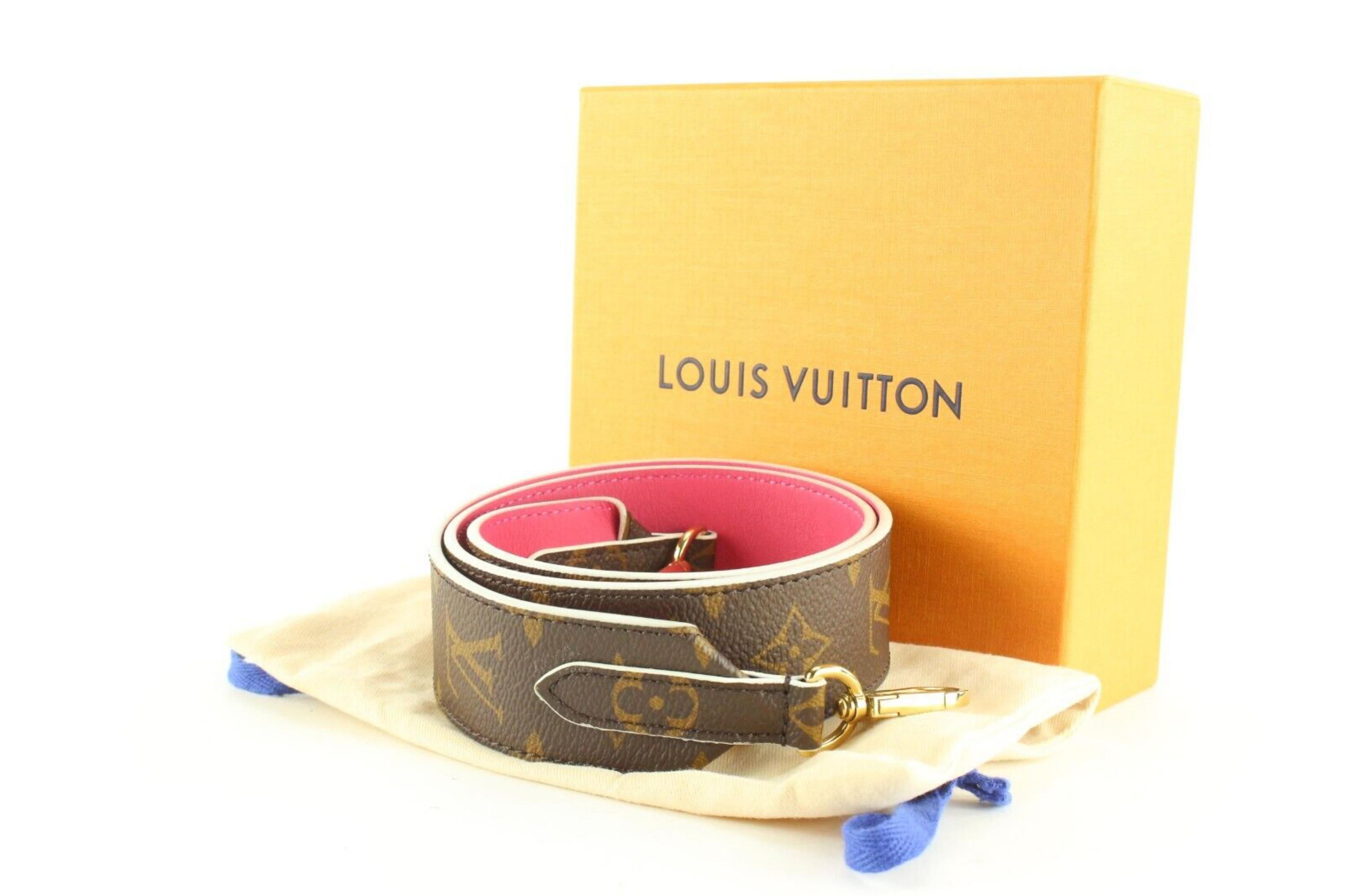 Authentic Louis Vuitton Pink Red Reversible Belt Monogram with Box