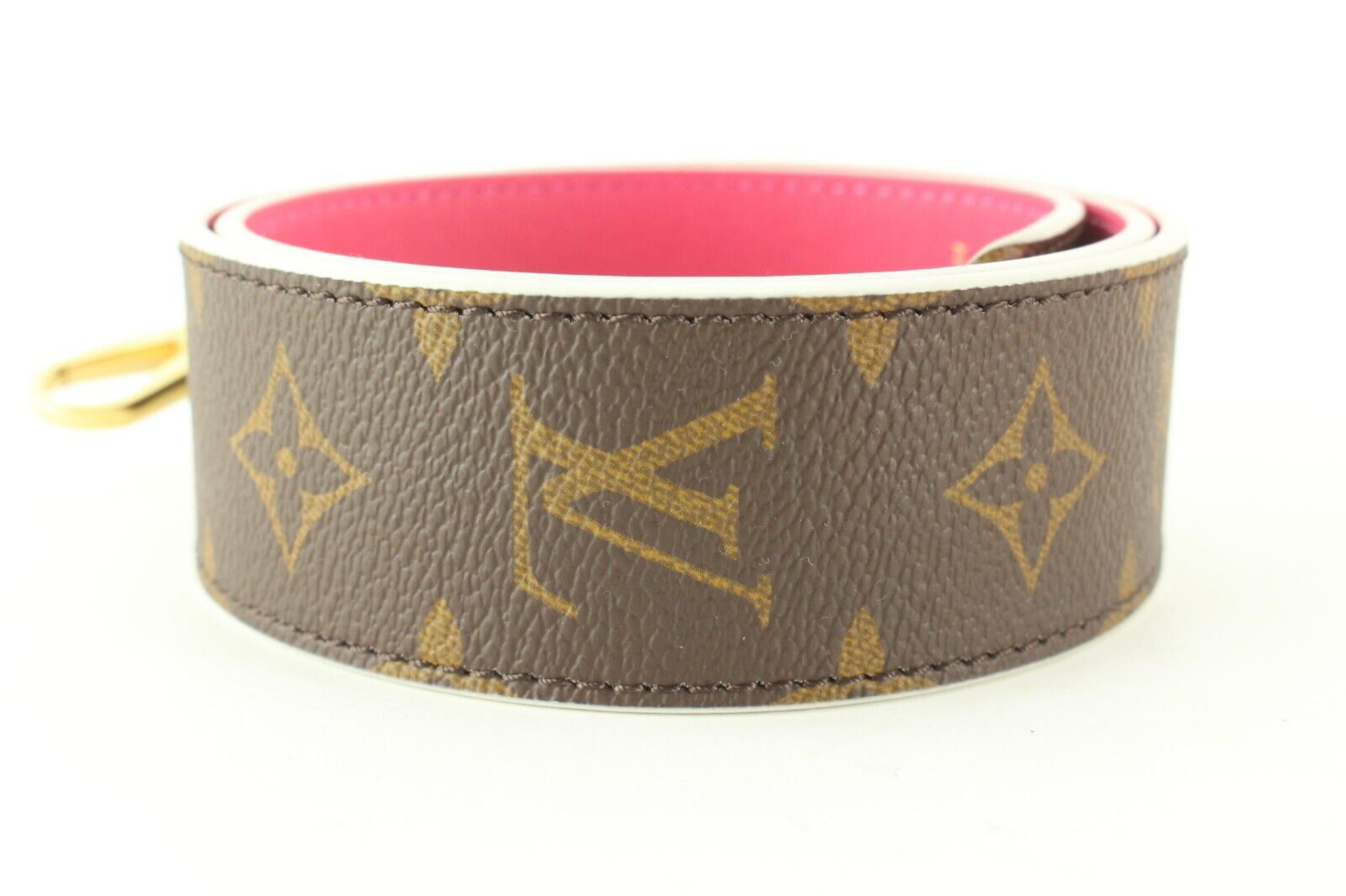 Authentic Louis Vuitton Pink Red Reversible Belt Monogram with Box