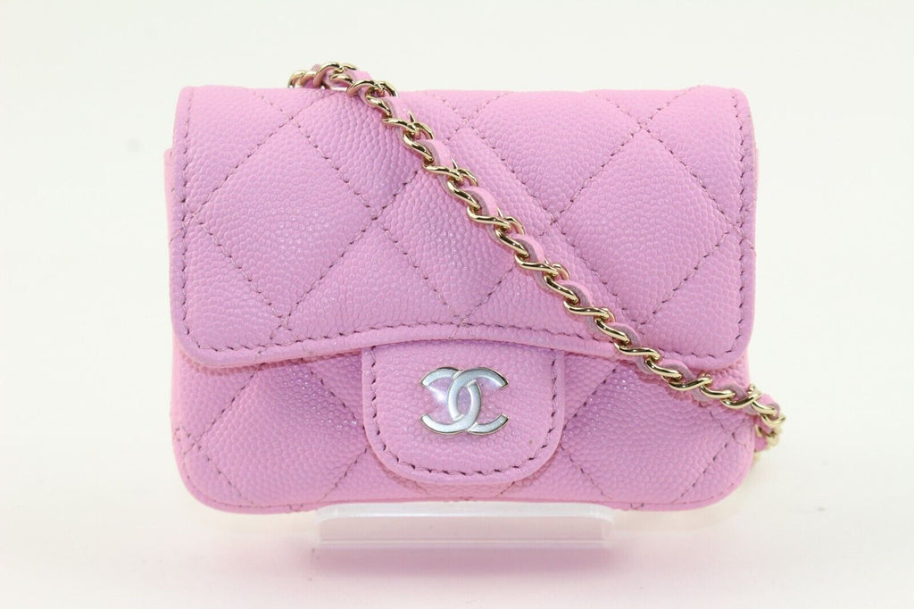 Chanel Pink Quilted Caviar Leather Micro Classic Flap GHW 2CK126K