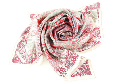 Hermes Pink Red Floral Silk Scarf 2H0315C