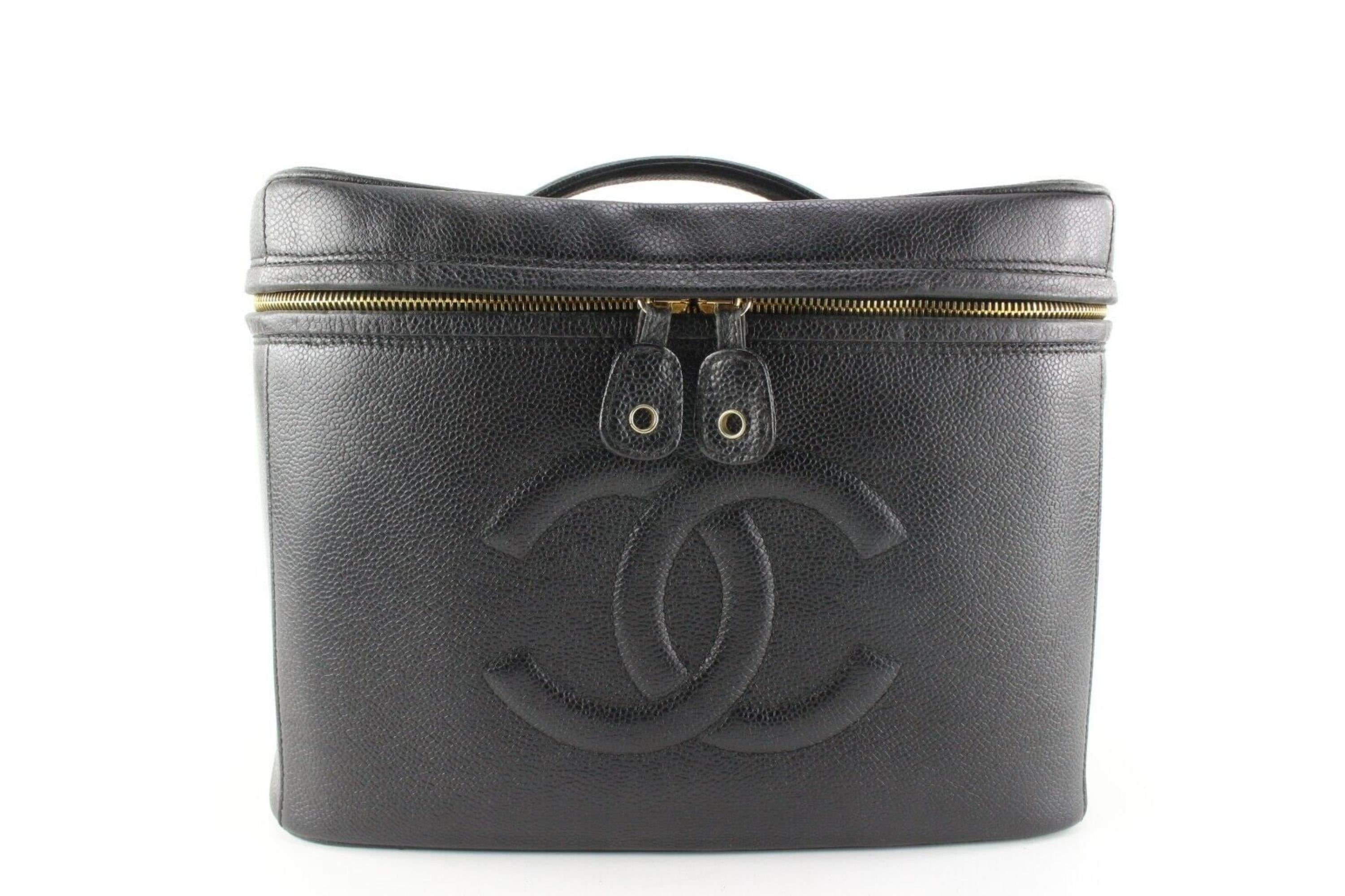 Chanel Black Caviar Leather Timeless CC Logo Vanity Case Trunk Jumbo 3 –  Bagriculture