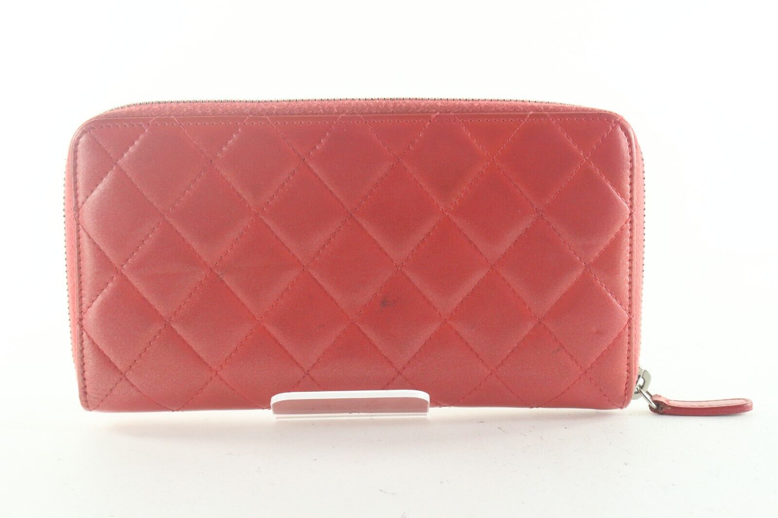 Chanel Red Quilted Lambskin Zip Around Long Wallet 3CK82K