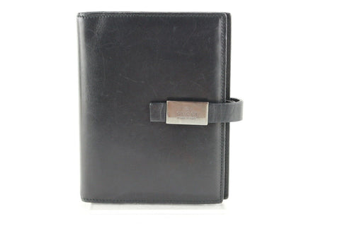 GUCCI Agenda Schedule Note Book Cover Black Leather Notebook 3GG629K