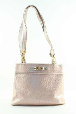 VERSACE Pearlescent Pink Ostrich Leather Shoulder Bag 5VER1219K