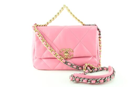 Chanel 19 *Rare* Flap Bag Quilted Tweed Medium In Pink – Trésor Vintage