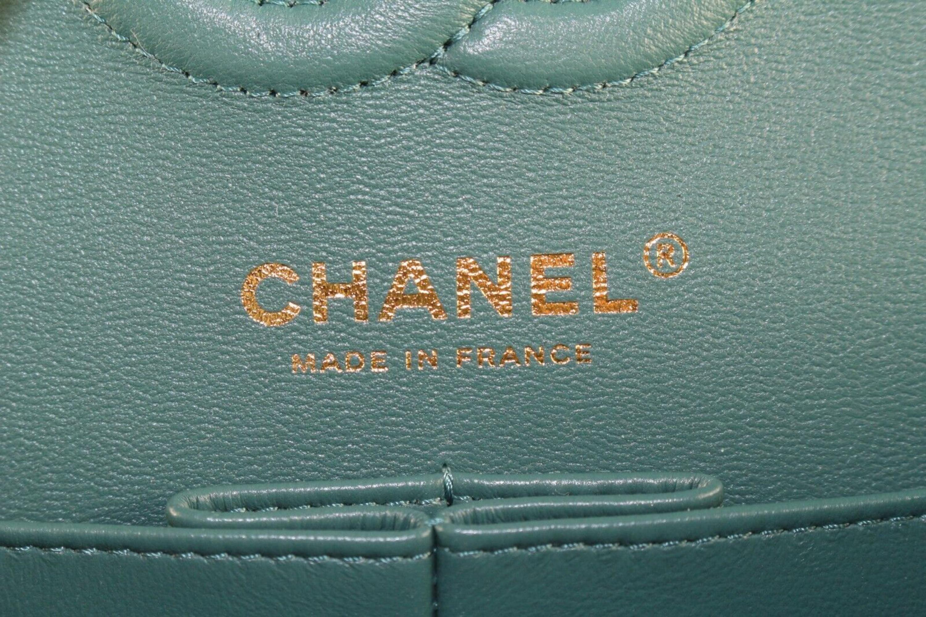 Chanel 21A Green Lambskin Small Double Classic Flap GHW 1CJ0113