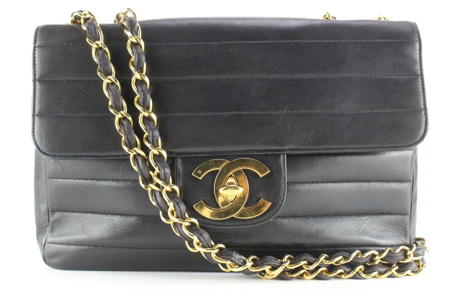 Chanel Series 7 Vintage 24K GHW Black Caviar Jumbo Flap Bag