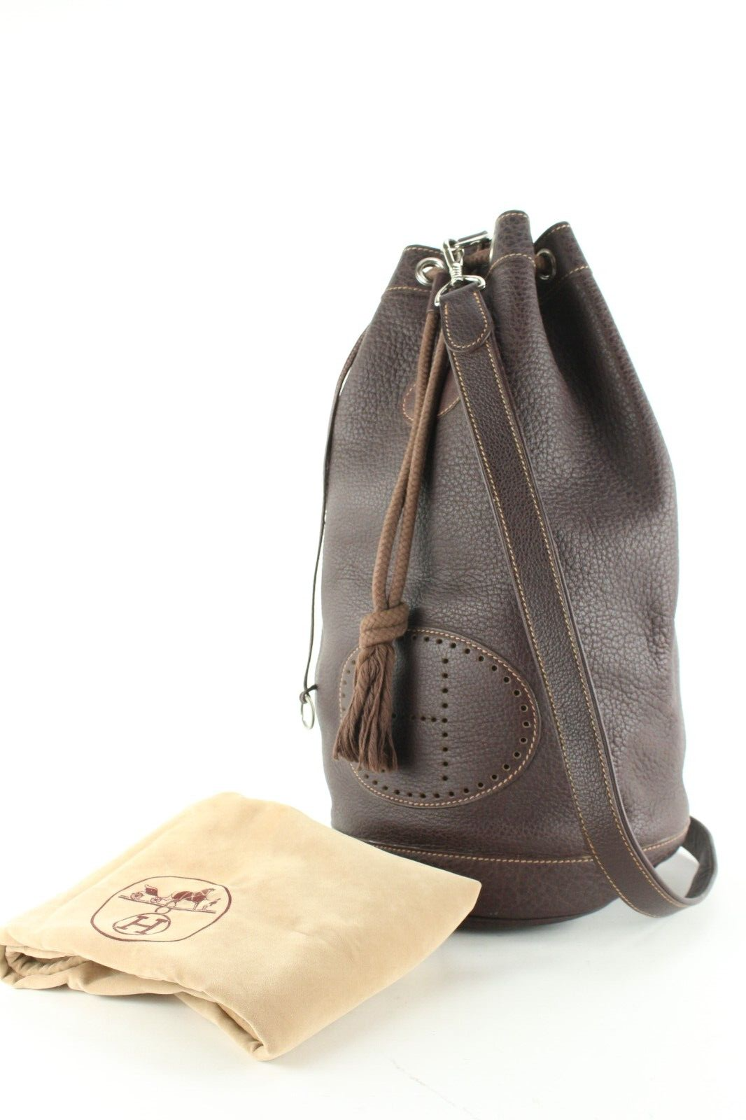 Dark Brown Genuine Leather Bucket Bag Wide Strap Retro Plisse Bags |  Baginning