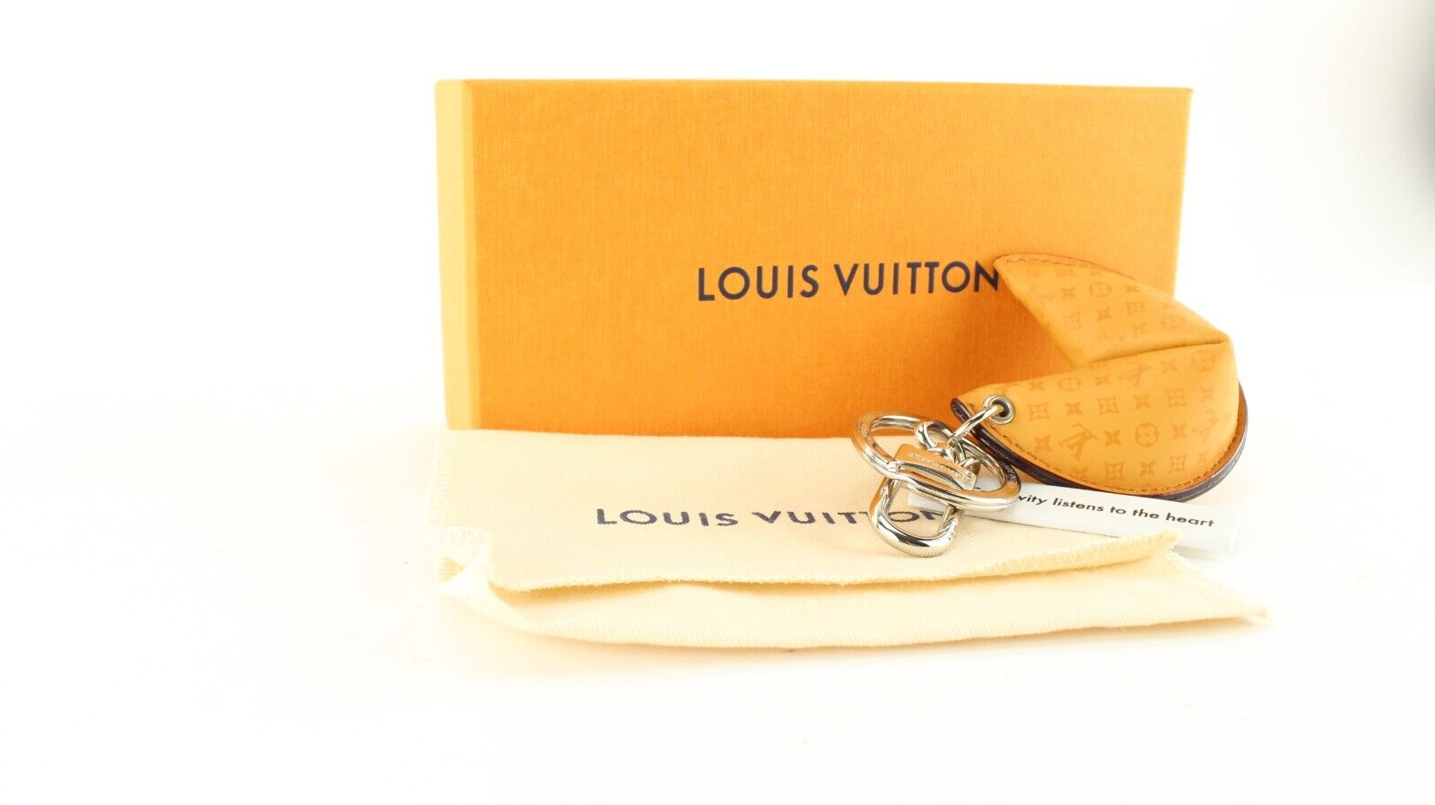 LOUIS VUITTON Calfskin Monogram Printed LV Fortune Cookie Bag Charm Key  Holder Brown 1227378