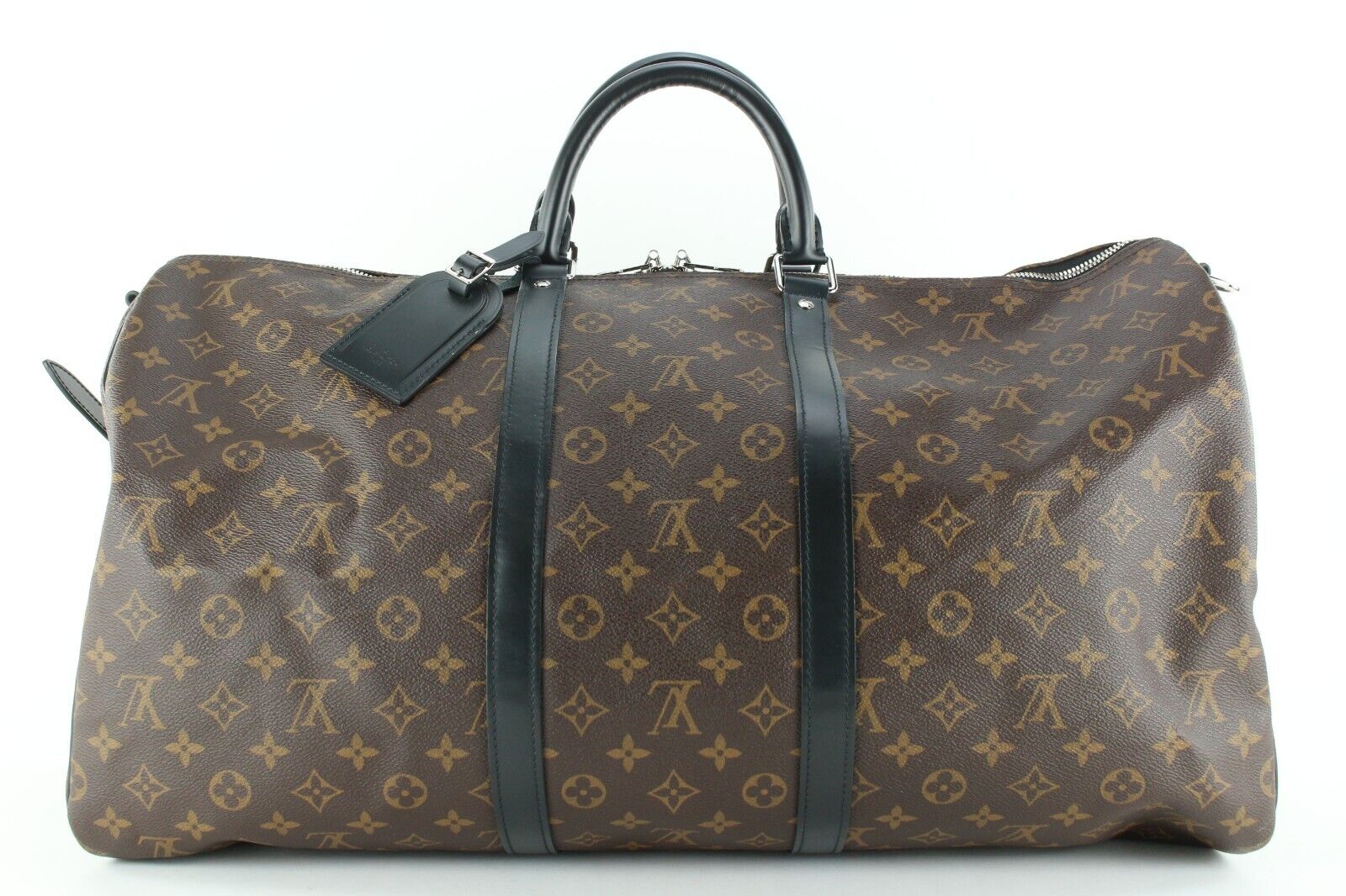 louis vuitton bandouliere keepall 55 w lv lock / key luggage tag and black  strap
