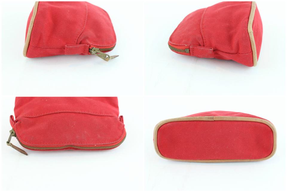 Hermès Toiletry Pouch Bolide 10hz1126 Red Canvas Clutch