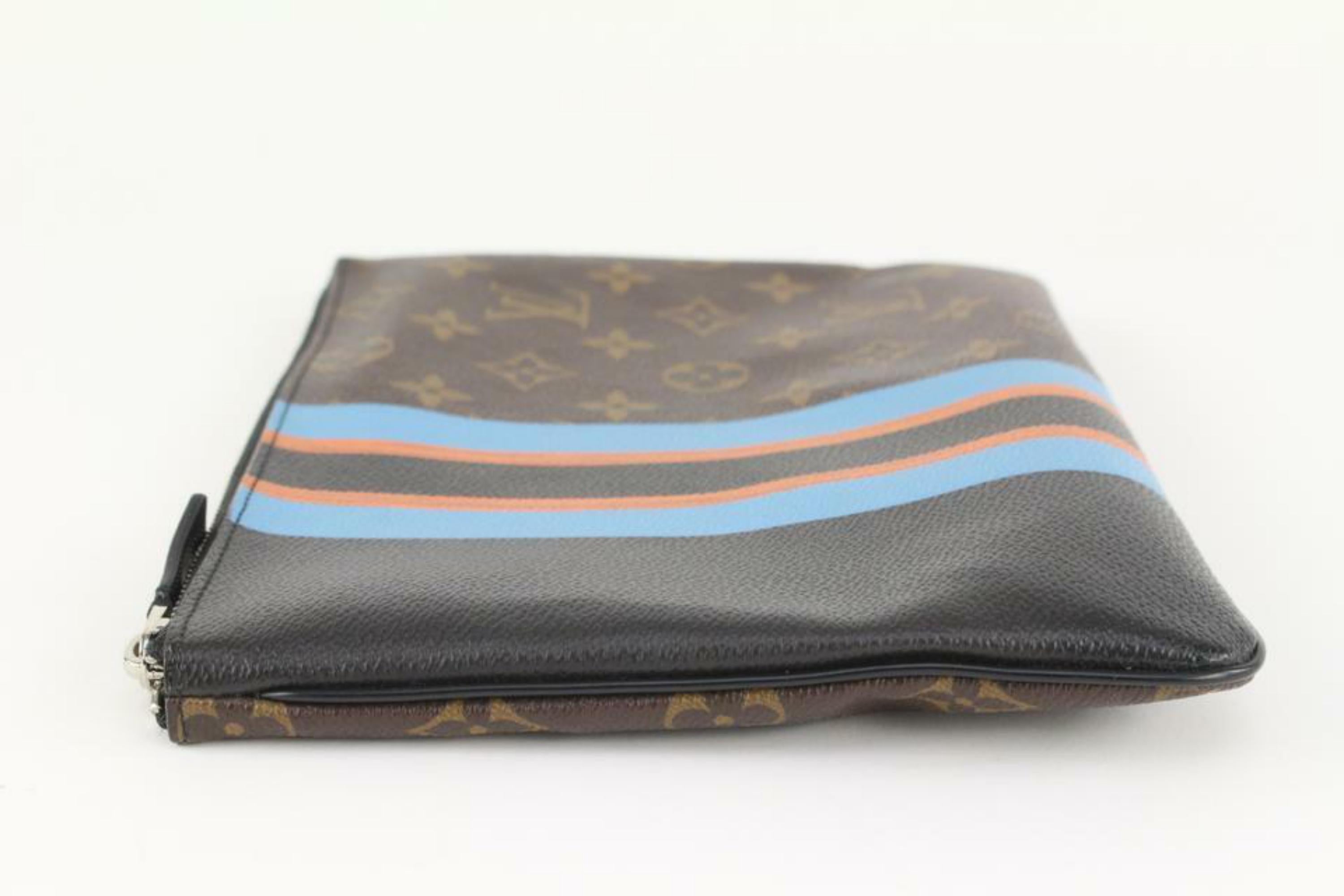 Louis Vuitton Monogram Stripe Pochette Plate MM Zip Pouch Leather