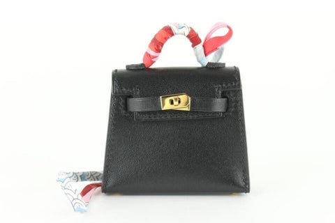 Hermès Black Tadelkat Micro Mini Kelly Twilly Bag Charm 2H414