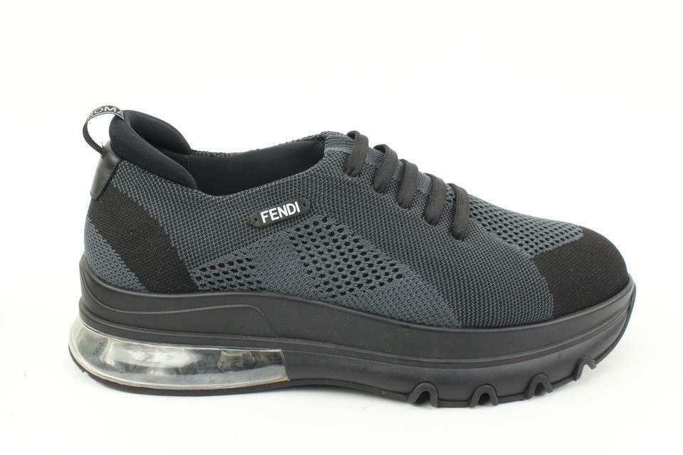 Fendi Mens 9EU Black Slip-On Logo Calfskin Mesh Low Top Sneakers 7E1234