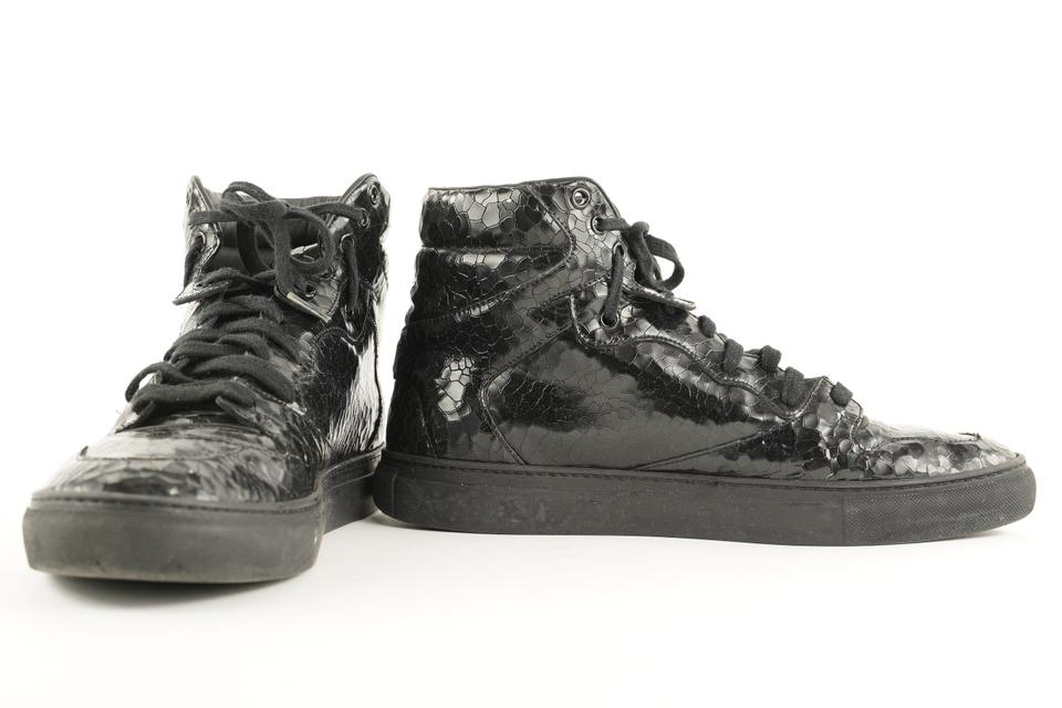 Balenciaga Men's 42 Black Crackled Leather Sneaker Craquele High Trainer 506bal35
