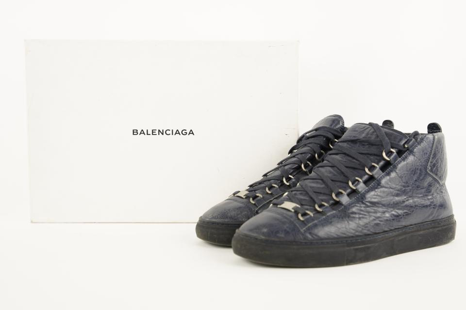 Balenciaga Mens Size 42 Blue Leather Arena High Top Sneaker 479ba – Bagriculture