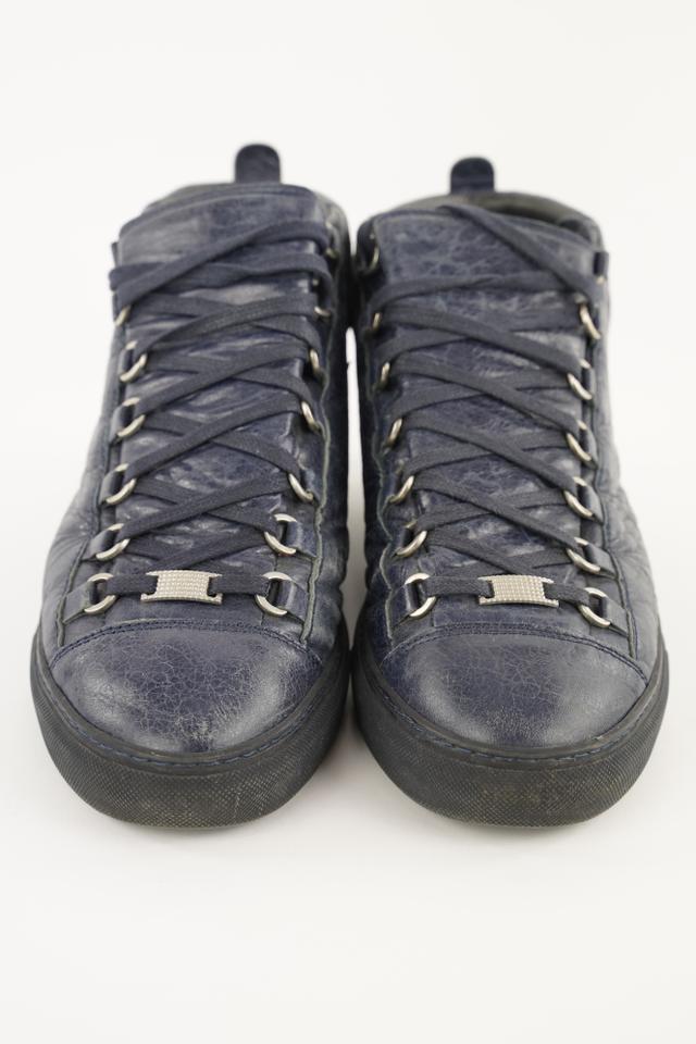 Balenciaga Mens Size 42 Blue Leather Arena High Top Sneaker 479ba – Bagriculture