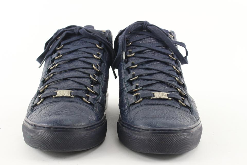 Balenciaga 44 Navy Leather Arena Sneakers 7BA113 – Bagriculture